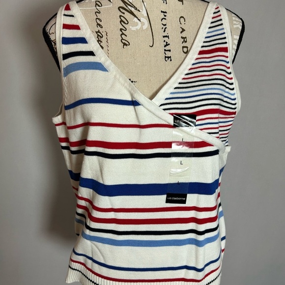 Liz Claiborne Multicolor Striped Tank Top Large Knit Top - Picture 1 of 7